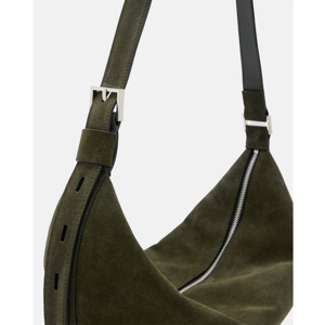 AllSaints Olive Half Moon Leather Shoulder Bag